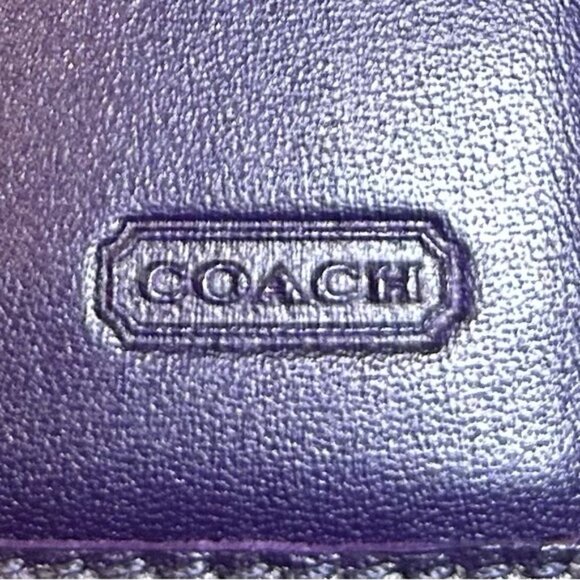 Coach Chelsea Purple Coated Canvas Leather Signature Envelope Clutch Wallet - Picture 3 of 6